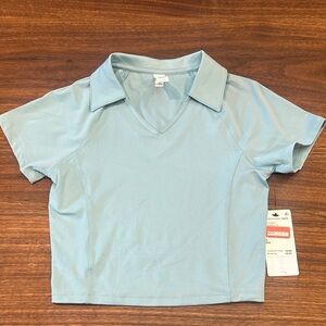 Yogalicious Light Blue V-Neck Polo Crop Top